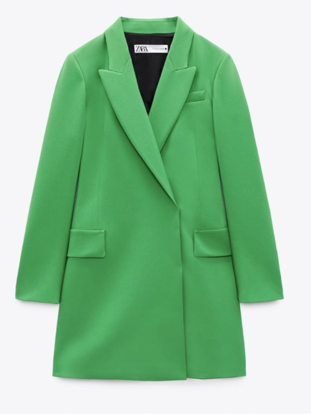 Zara Breasted Vibrant Green Tailored Blazer Dress Size M